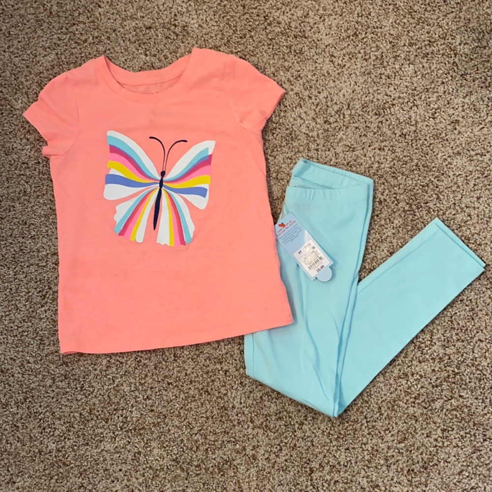 Cat & Jack 5T girls top & mint leggings
